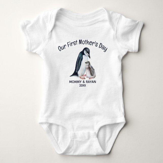 Body Notre première fête des mères, Baby Penguin nom pe (Devant)