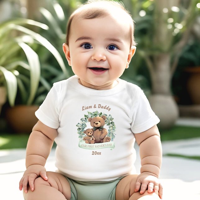 Body Notre première Fête des pères mignonne ours garçon (Our First Father's day Cute Bears Boy Baby Bodysuit)