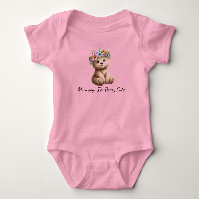 Body Nounours avec couronne de fleurs trop mignon (Devant)
