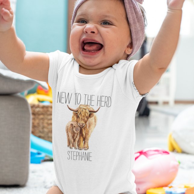 Body Nouveauté à la Herd Highland Cow Calf Aquarelle (Créateur téléchargé)