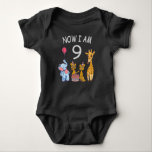 Body Now I le 9e anniversaire du Birthday<br><div class="desc">Joyeux 9e anniversaire. Funny and lovely Kids Birthday design with a cute Elephant,  two ferrets and a girafe celebrating your birthday at the zoo.</div>