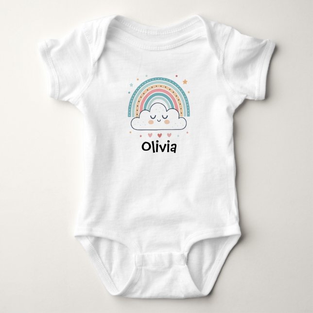 Body Nuage Endormi Mignon & Arc-en-ciel Pastel (Devant)