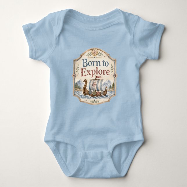 Body Nurserie pour bébé Viking Né pour Explorer (Devant)