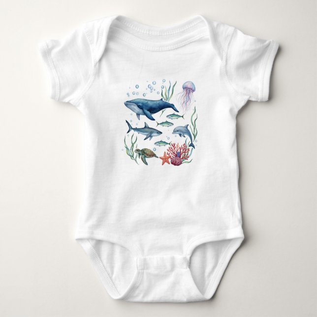Body Ocean Animals Baby, Summer Sea Life Baby  (Devant)