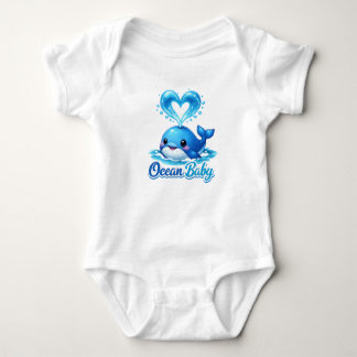 Body Ocean Baby Whale Baby Bodysuit – Cute Blue Whale D