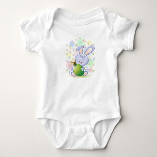Body Oeuf de lapin de Pâques et fleurs Vêtements de béb (Devant)
