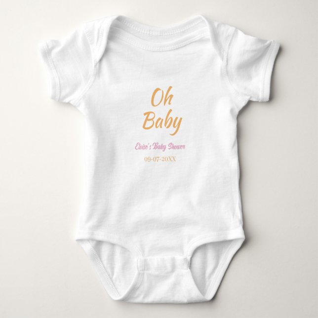 BODY OH BÉBÉ BABY SHOWER ORANGE VIOLET SIMPLE MINIMAL (Devant)