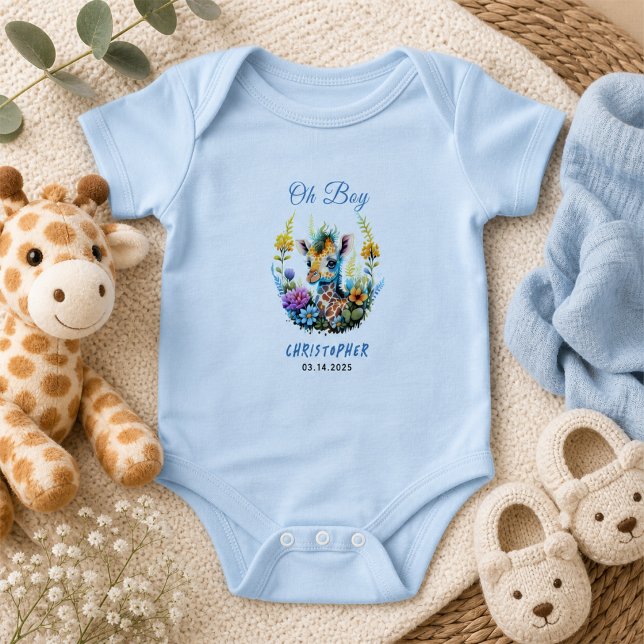 Body Oh Boy! Bébé Girafe Fête de Naissance  (Oh Boy! Baby Giraffe Baby Shower Bodysuit)