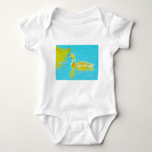 Body Oie-bébé jaune avec eau bleu clair