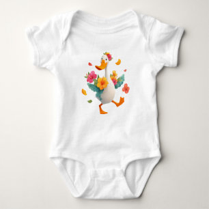 Body Oie Kawaii Danse – Canard Mignon avec Fleurs Enfan