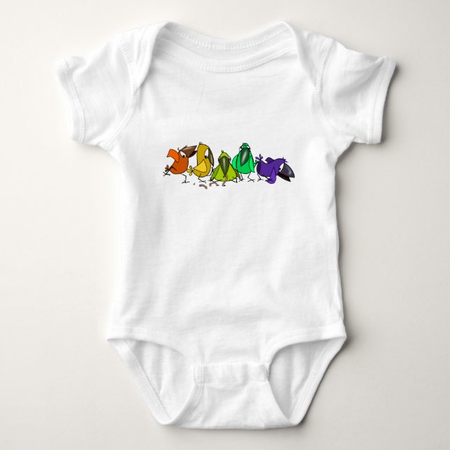 Body Oiseaux colorés Funny Baby Bodysuit (Devant)