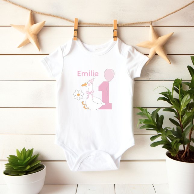 Body One silly Goose Personalize name First birthday (Créateur téléchargé)