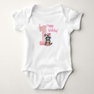 Body "One Year old" - Pink First Birthday Baby Bodysuit