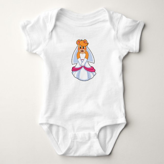 Body Ours avec Robe de mariée et Voile (Devant)
