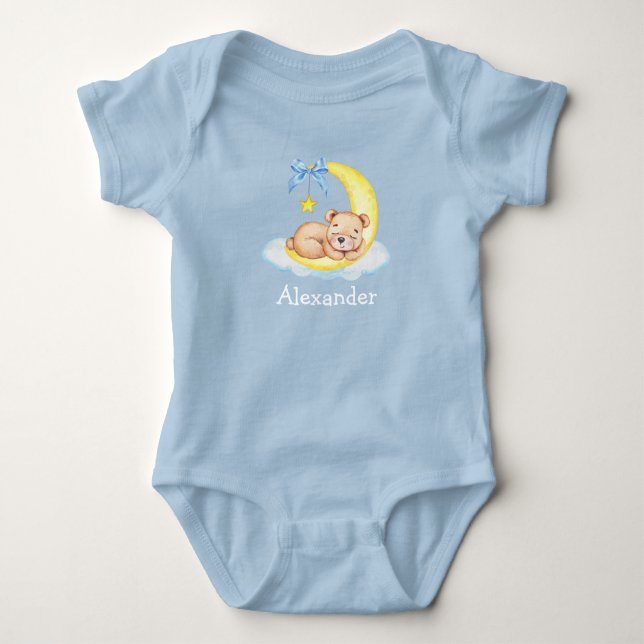 Body Ours en peluche aquarelle Lune Arc Bleu (Devant)