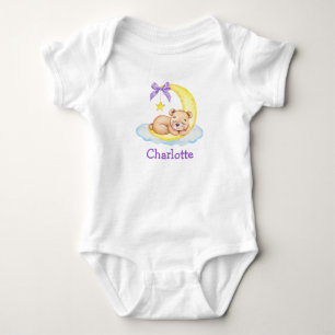 Body Ours en peluche aquarelle Lune Arc-en-ciel Nœud Vi