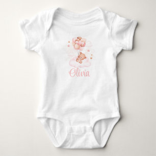 Body Ours en peluche avec ballon rose Nom personnalisé