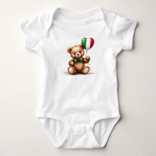 Body ours en peluche & ballon avec drapeau italien.