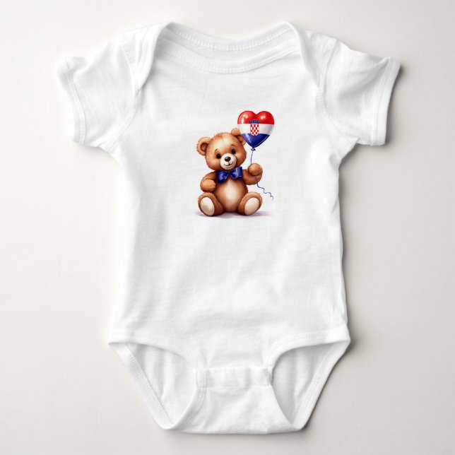 Body ours en peluche & ballon avec le drapeau croate. (Devant)