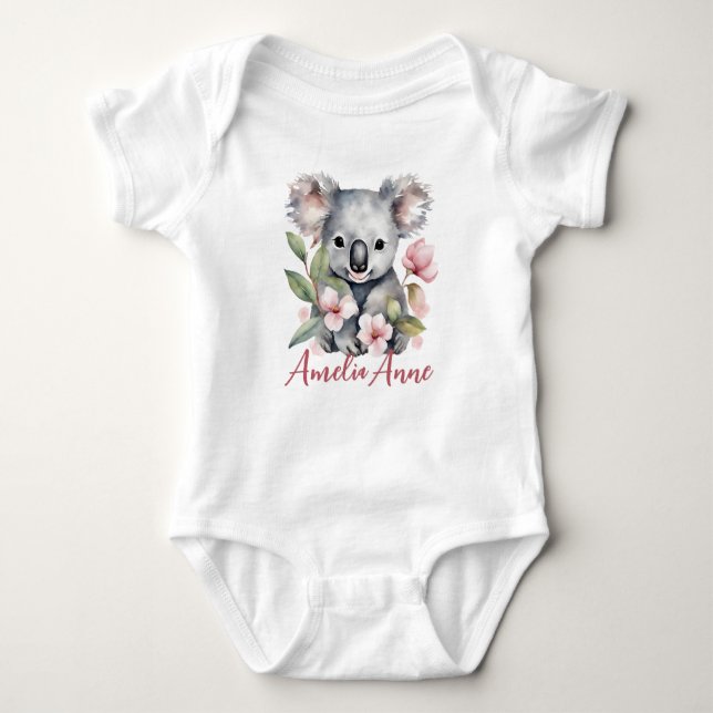 Body Ours koala aquarelle nom personnalisé (Devant)