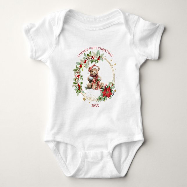 Body Ours Poinsettia Foliage Baby's First Christmas (Devant)