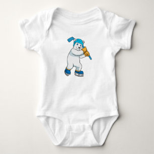 Body Ours polaire au hockey sur glace avec bâton de hoc