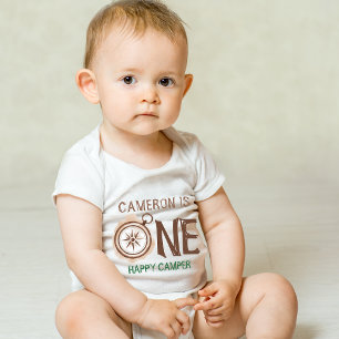 Body Ourson Happy Camper Aquarelle 1er Anniversaire 