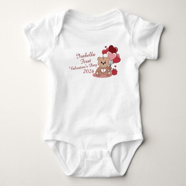 Body Ourson mignon Premier Saint-Valentin 2026 Personna (Devant)