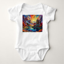 Pagode et paysage coloré