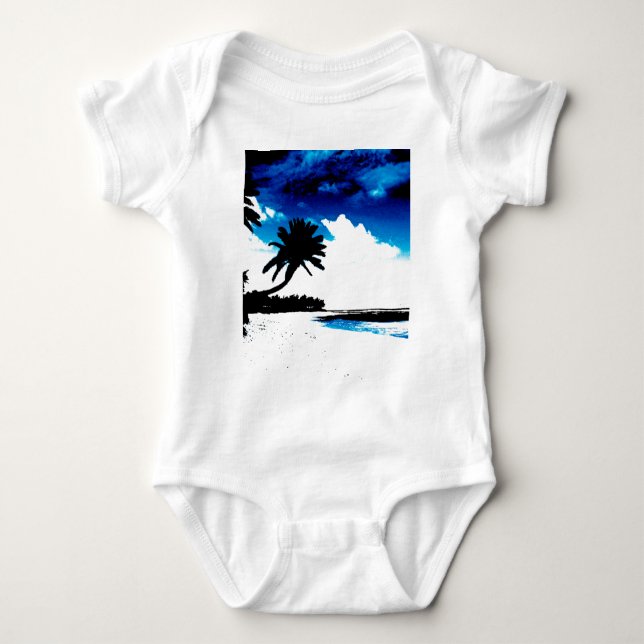 Body Palmier blanc noir bleu Silhouette (Devant)