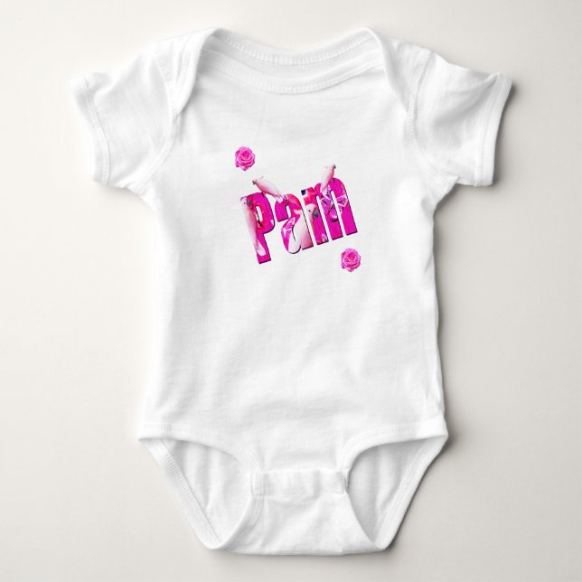 Body Pam, Nom Logo Avec Perroquets Blancs, Bodysuit Béb (Devant)