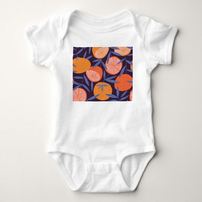 Body Pamplemousse Vintage, Motif de fruits tropicaux. (Devant)