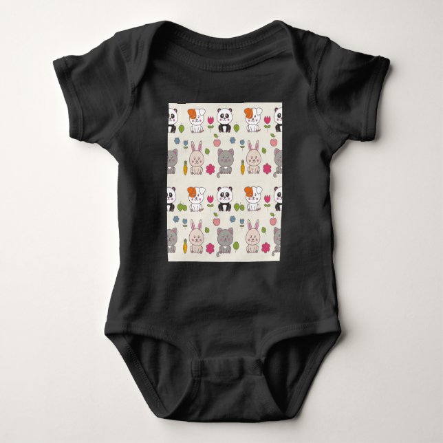 Body Panda Cute Design Baby Jersey Bodysuit (Devant)