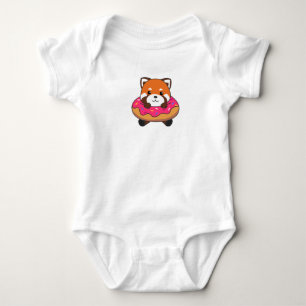 Body Panda Rouge Doux Animaux Drôle En Pink Donut