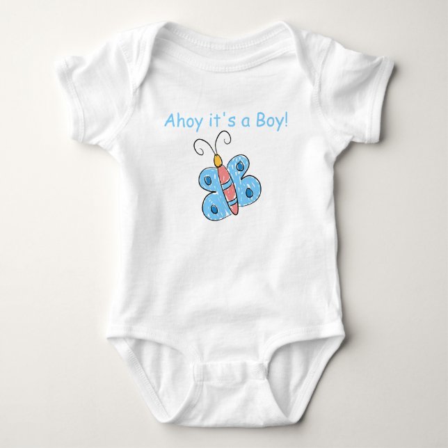 Body Papier enfant papillon bleu (Devant)