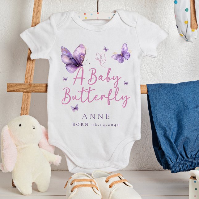 Body Papillon Bébé Mignon Cadeau Violet Nouveau-Né (Créateur téléchargé)