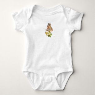 Body Papillon Belle Dame sur des Fleurs Blanches