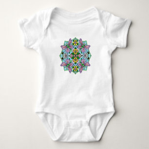 Body Papillon rose Mandala main Whimsical tiré