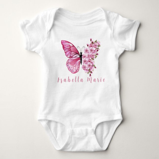 Body Papillon rose Nom personnalisé Morden mignon (Devant)