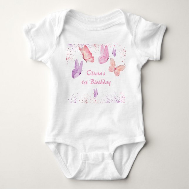 Body Papillon rose violet Anniversaire (Devant)