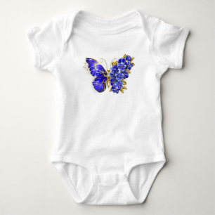 Body Papillon saphir à fleurs