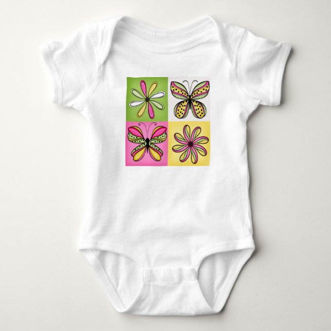 Body Papillons et fleurs Pop Art (Devant)