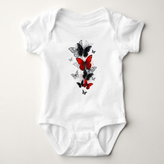 Body Papillons noirs et rouges volants (Devant)