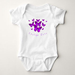 Body Papillons pourpres personnalisées Bodysuit bébé