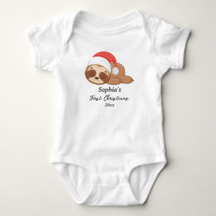 Body Paresseux de Noël de bébé personnalisé avec prénom