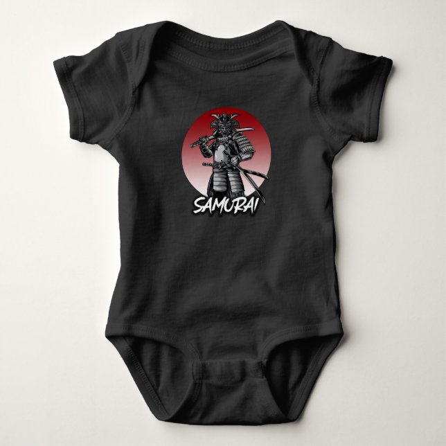 Body Parfait Samurai rétro honoré - noir et blanc (Devant)