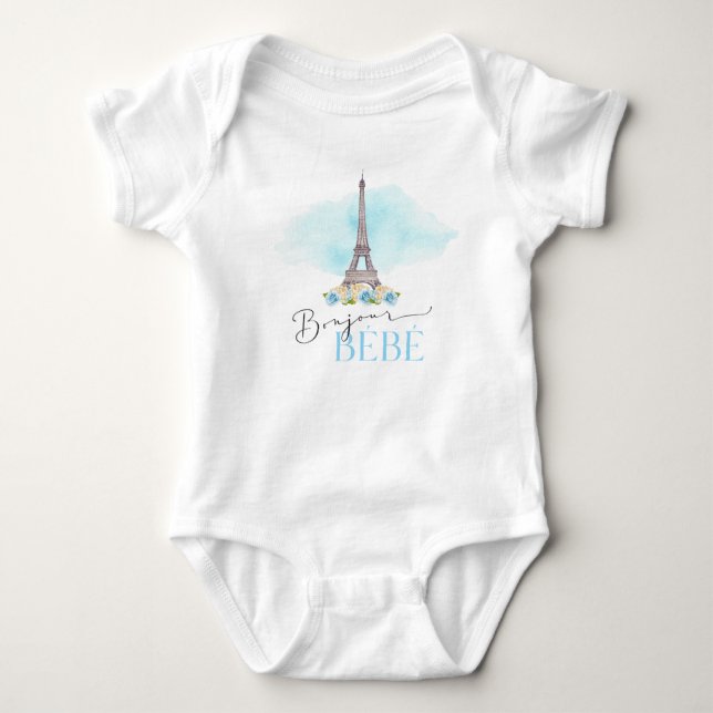 Body Paris Tour Eiffel Bonjour Bébé Baby Bodysuit (Devant)