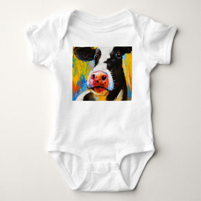 Body Pastel Cow Portrait Peinture moderne (Devant)