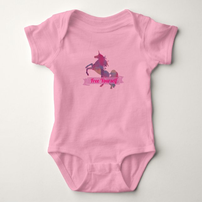 Body Pastel rose Abstrait Unicorne Silhouette (Devant)