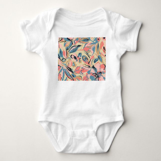 Body patchwork Abstrait : crème fleurie géométrique. (Devant)
